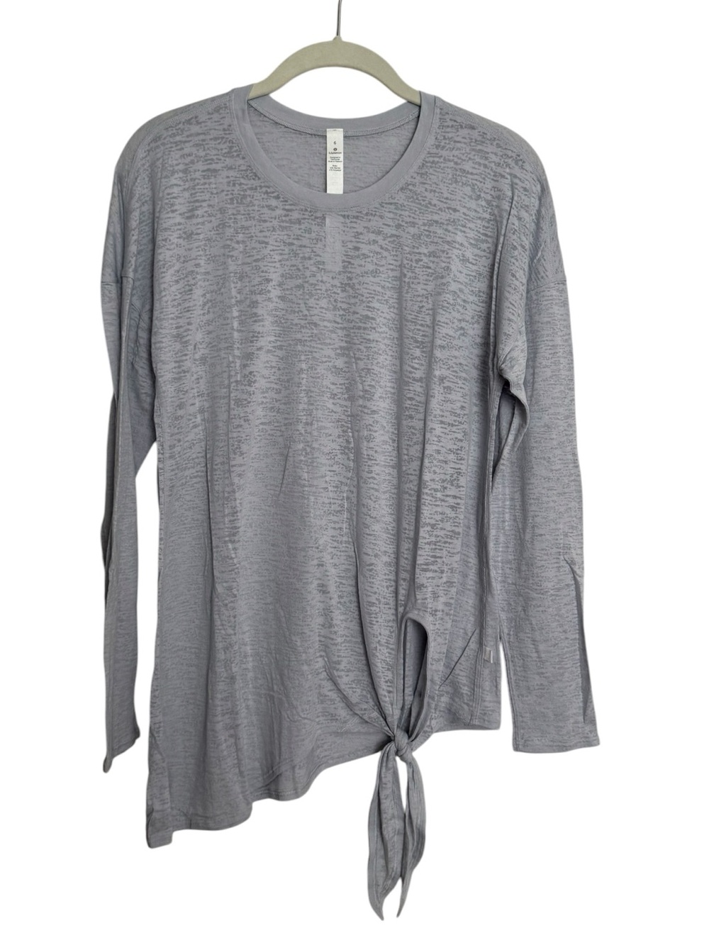 lululemon athletica Light Gray Long Sleeve Tie-Front Top - Picture 3 of 8